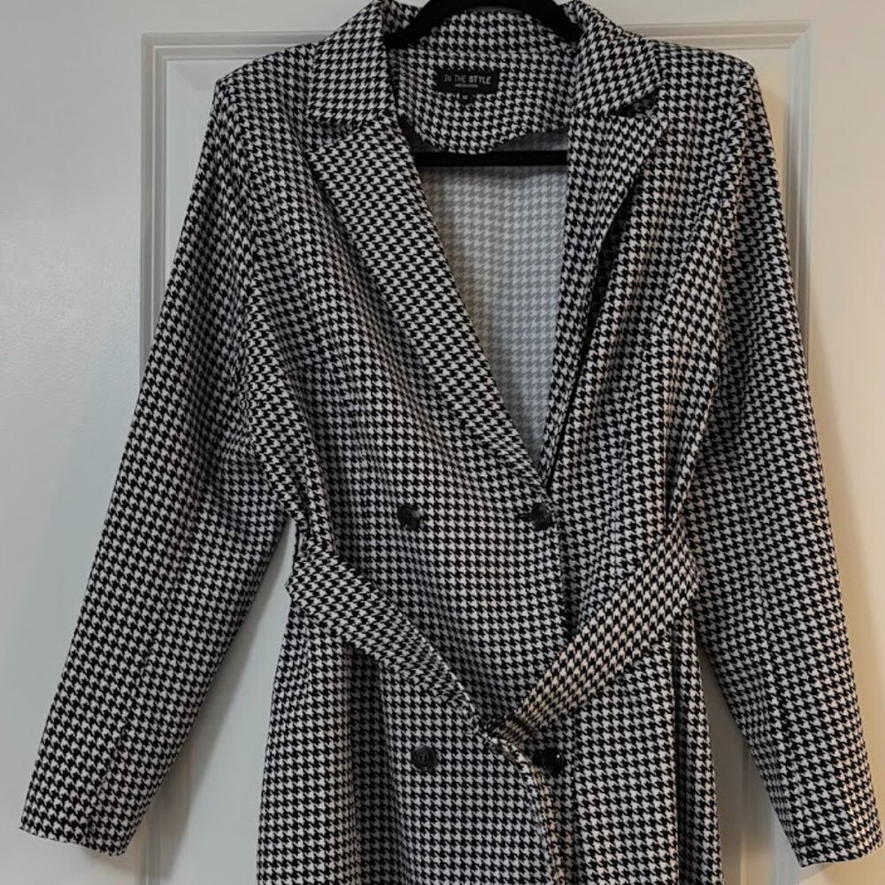 ASOS In the Style Houndstooth Belted Blazer Dress